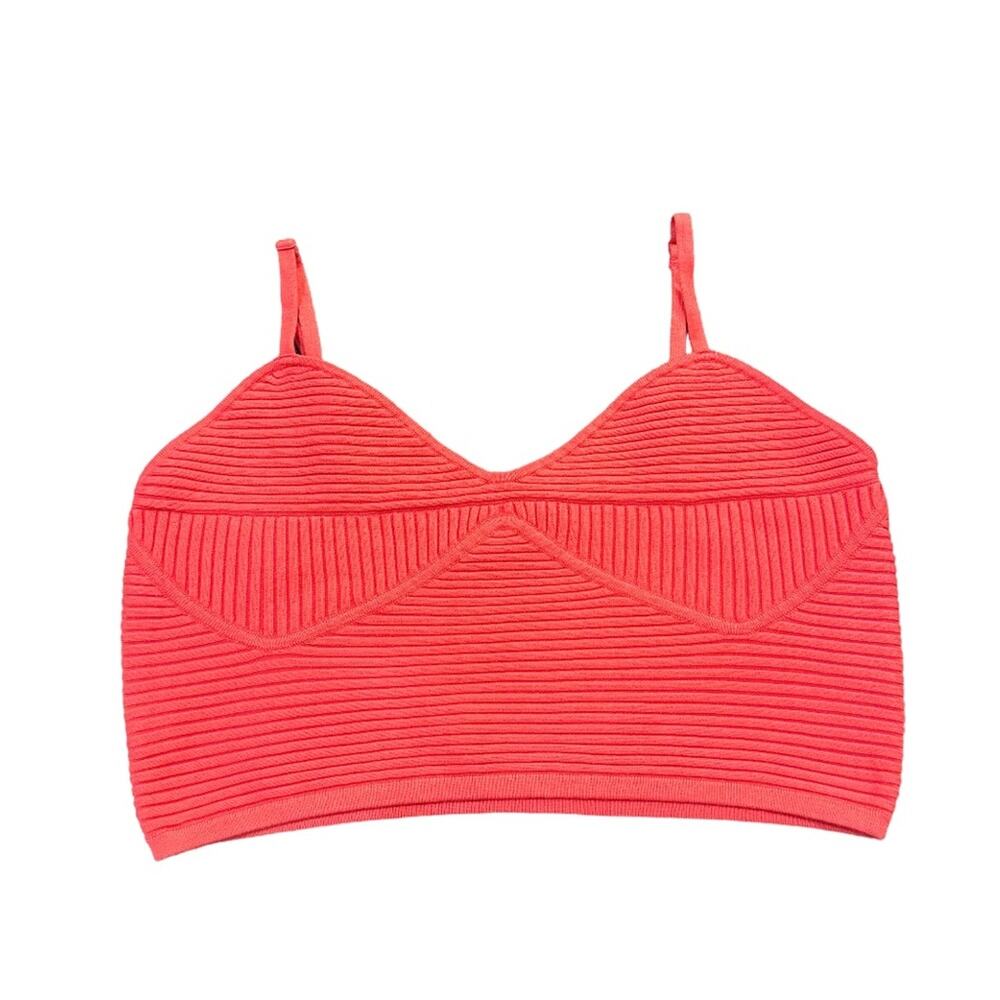 aerie Ribbed Knit V Neck Bralette - Coral Size XL